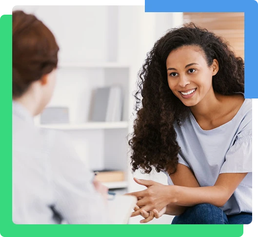 Professional psychotherapies and young woman suffering from ptsd